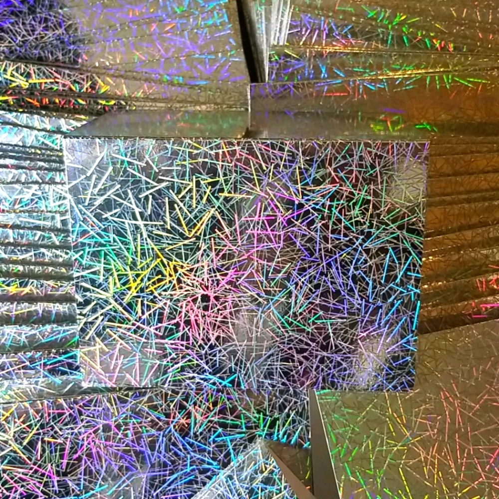 100 Holographic Blank Cards / Thankyou Cards - Picture 2 of 4